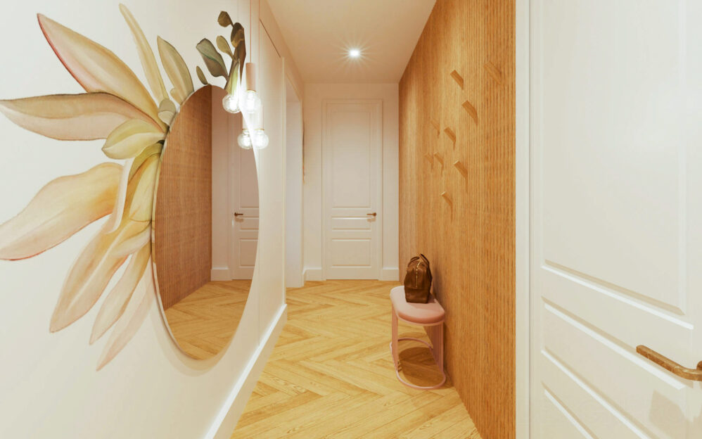 Vizualizace návrhu interiéru bytu v ulici Dlážděná v Praze