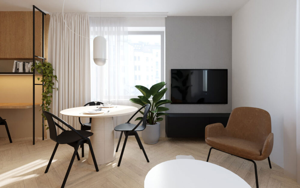 Návrh interiéru bytu v ulici Na Cihlářce