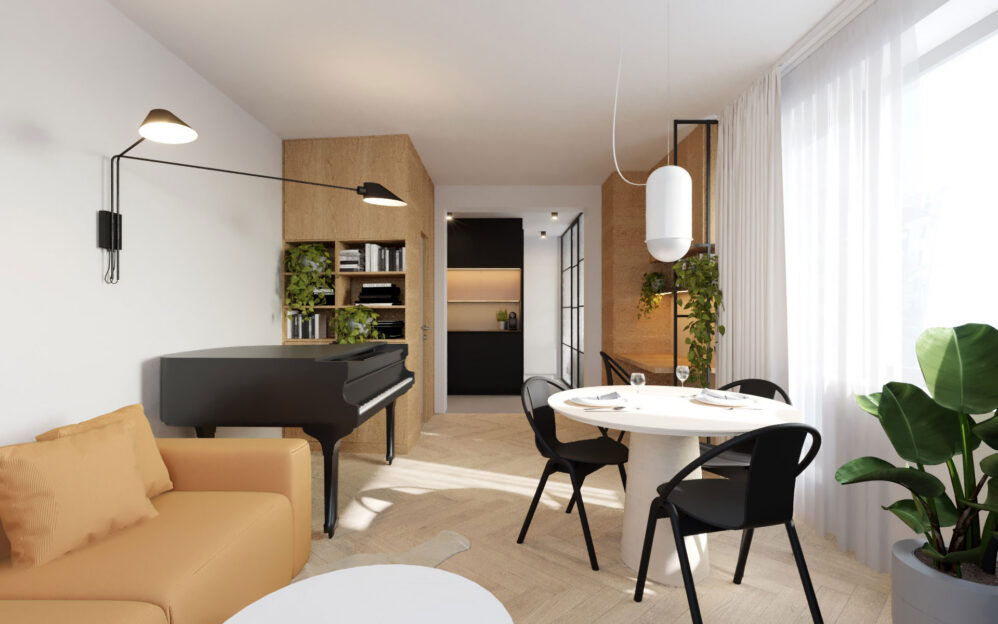 Návrh interiéru bytu v ulici Na Cihlářce