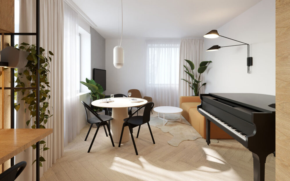 Návrh interiéru bytu v ulici Na Cihlářce