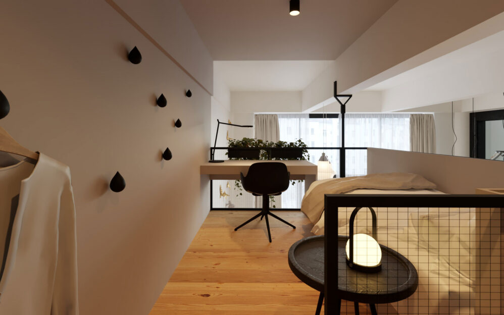 Návrh interiéru loftového bytu v ulici Naskové v Praze