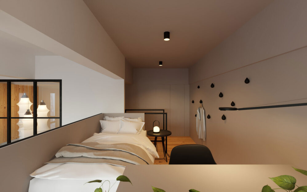 Návrh interiéru loftového bytu v ulici Naskové v Praze