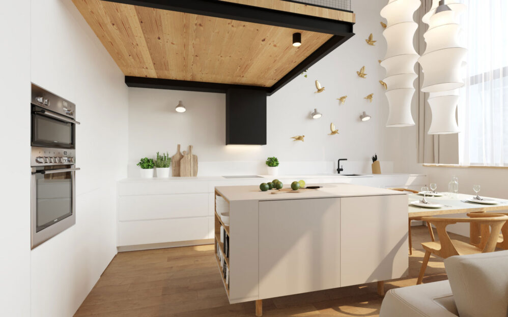 Návrh interiéru loftového bytu v ulici Naskové v Praze