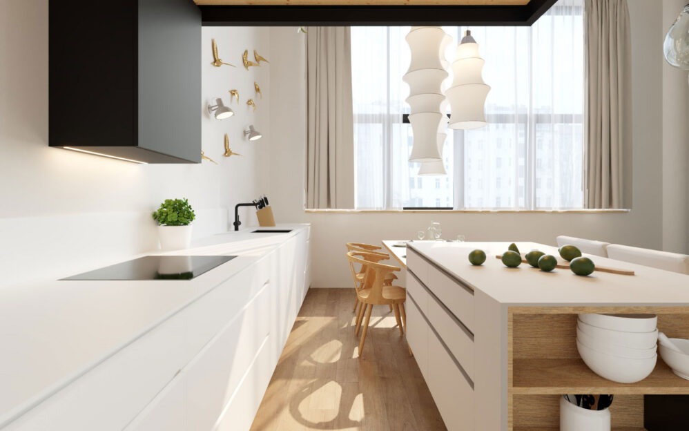 Návrh interiéru loftového bytu v ulici Naskové v Praze