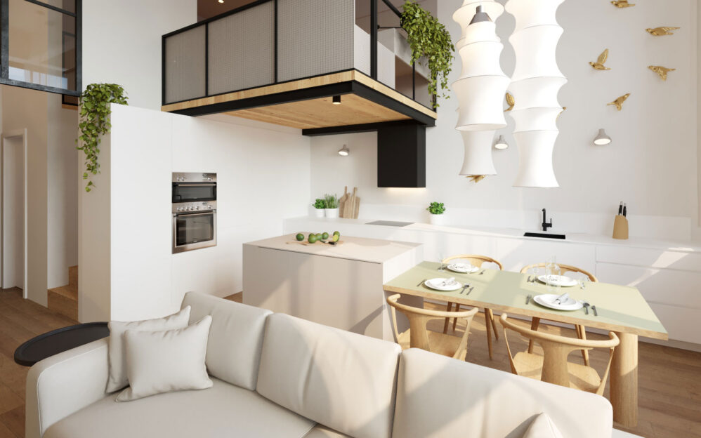 Návrh interiéru loftového bytu v ulici Naskové v Praze