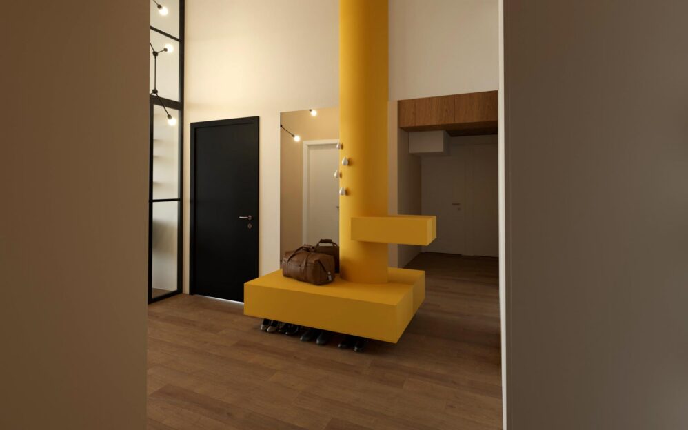 Návrh interiéru loftového bytu v projektu Parvi Cibulka v ulici Naskové v Praze