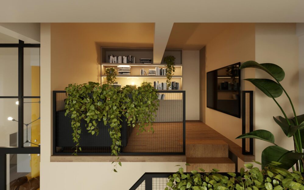 Návrh interiéru loftového bytu v projektu Parvi Cibulka v ulici Naskové v Praze