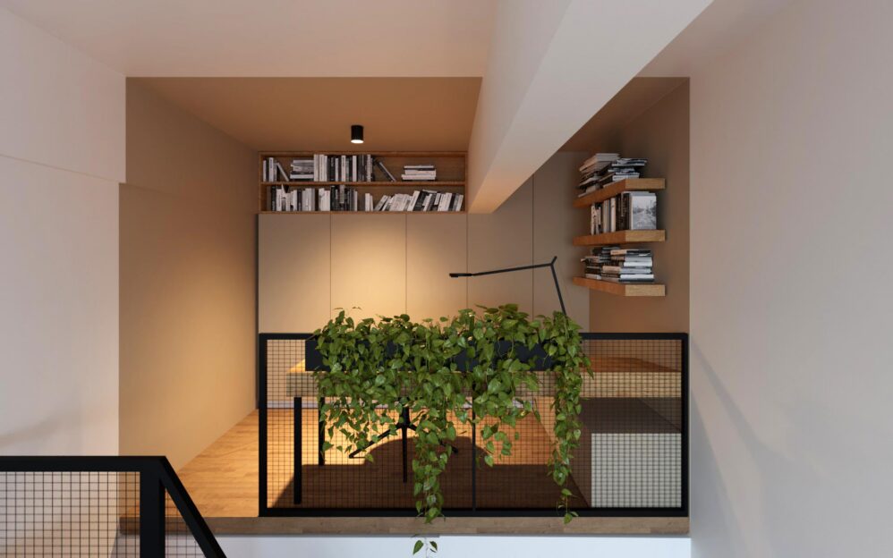 Návrh interiéru loftového bytu v projektu Parvi Cibulka v ulici Naskové v Praze