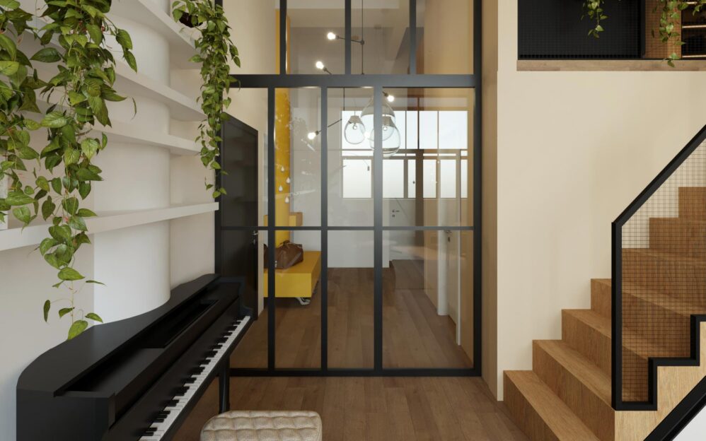 Návrh interiéru loftového bytu v projektu Parvi Cibulka v ulici Naskové v Praze