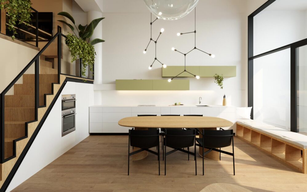 Návrh interiéru loftového bytu v projektu Parvi Cibulka v ulici Naskové v Praze