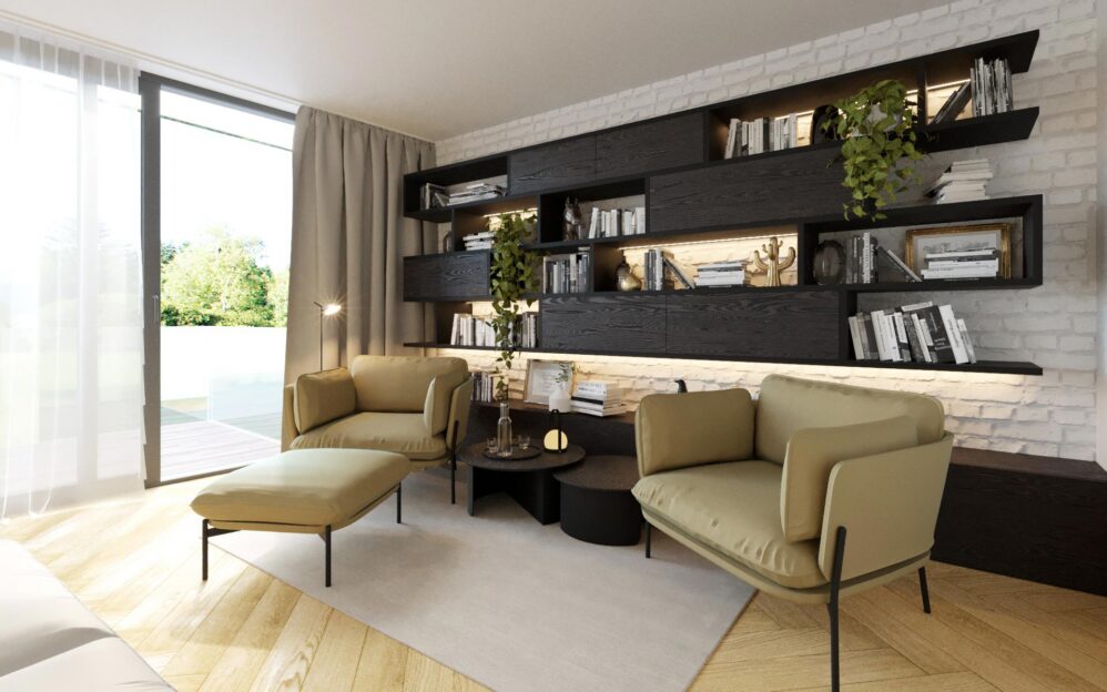 Návrh interiéru penthousu v rezidenci Sámova v Praze