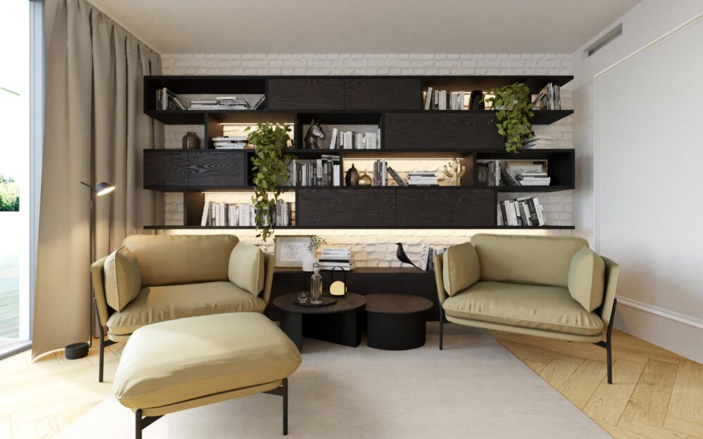 Návrh interiéru penthousu v rezidenci Sámova v Praze