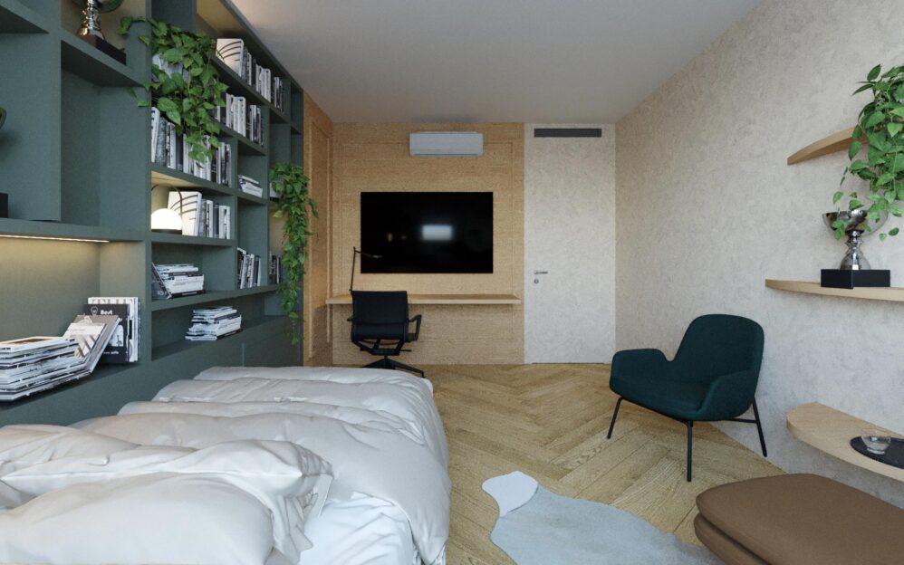 Návrh interiéru penthousu v rezidenci Sámova v Praze