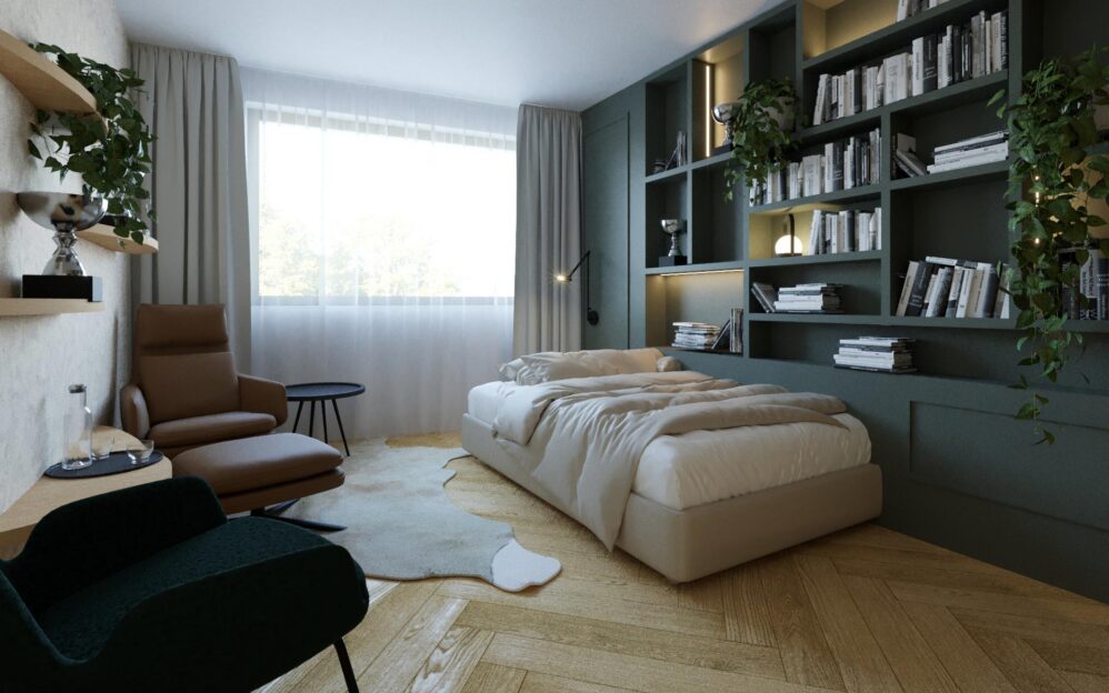 Návrh interiéru penthousu v rezidenci Sámova v Praze