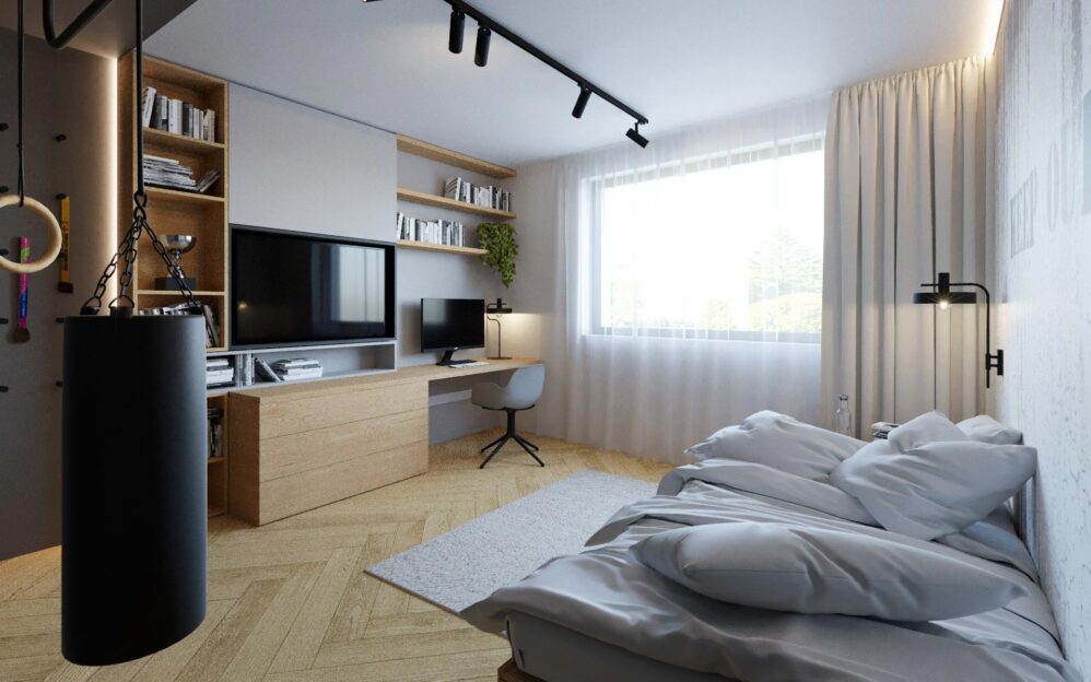Návrh interiéru penthousu v rezidenci Sámova v Praze