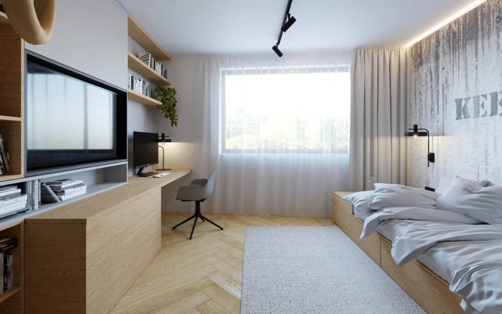 Návrh interiéru penthousu v rezidenci Sámova v Praze