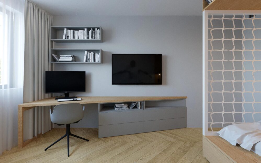 Návrh interiéru penthousu v rezidenci Sámova v Praze