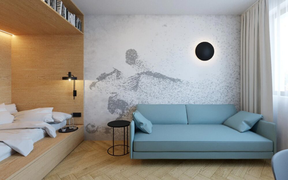 Návrh interiéru penthousu v rezidenci Sámova v Praze