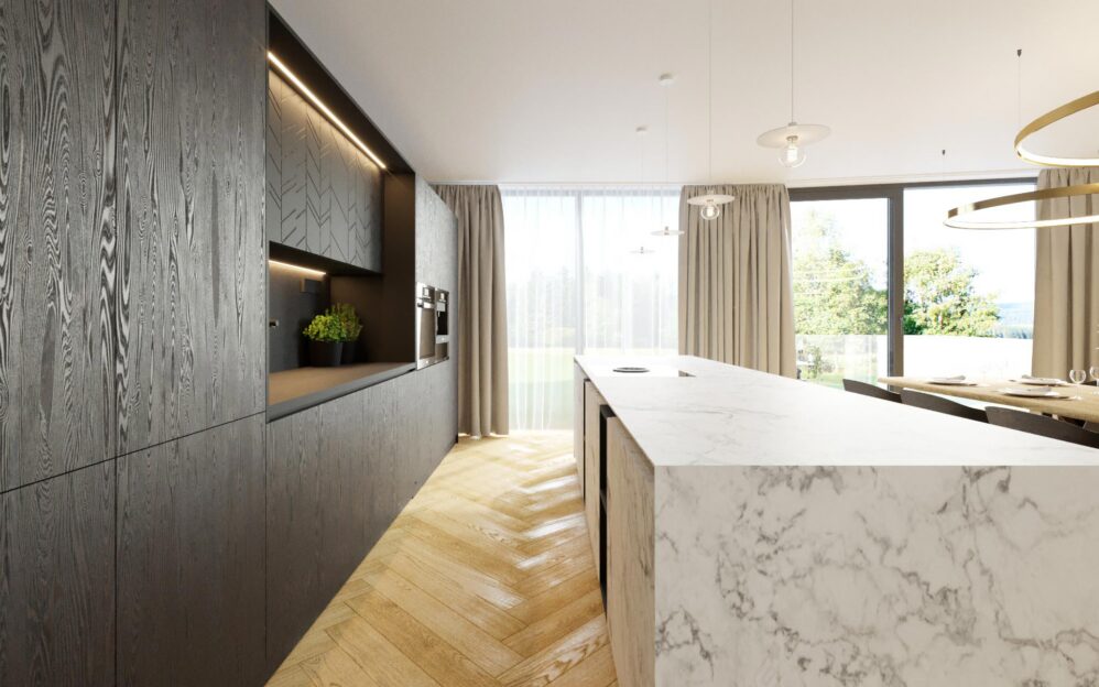 Návrh interiéru penthousu v rezidenci Sámova v Praze