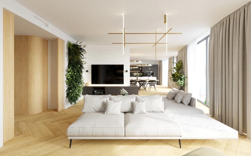 Návrh interiéru penthousu v rezidenci Sámova v Praze