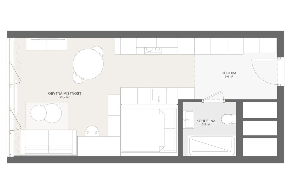 Půdorys bytu po dokončení