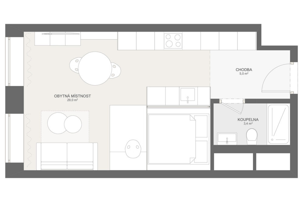Půdorys bytu po dokončení